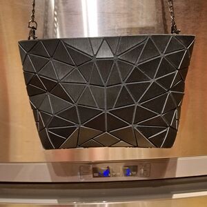 Geometric Black Crossbody Bag - Modern Triangle Design